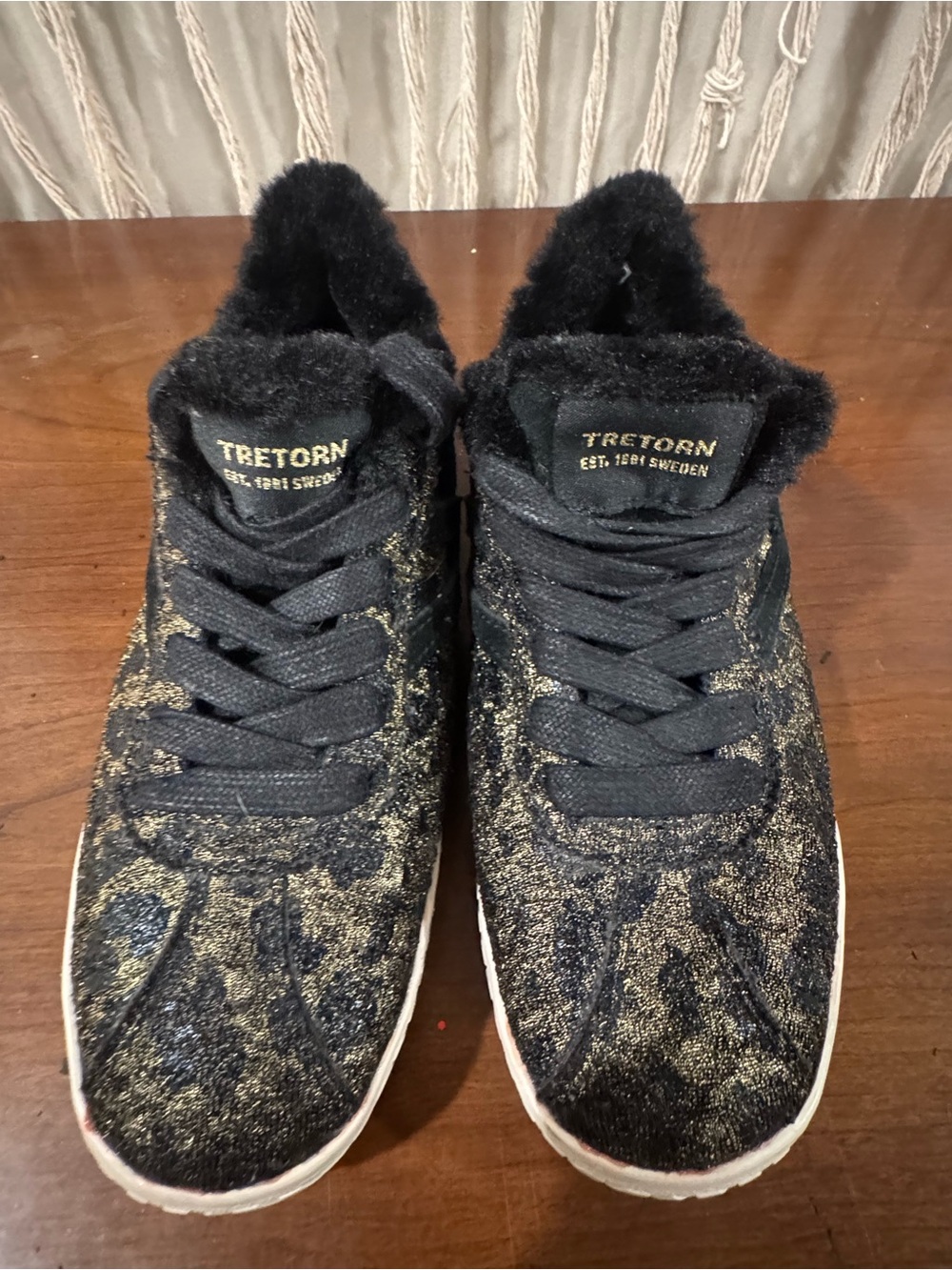 Tretorn Black Sneakers with Gold Glitter Accents